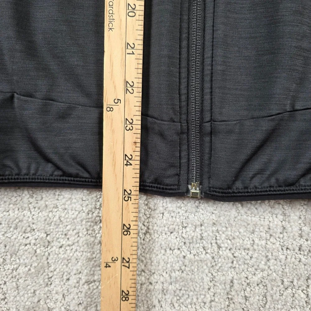 REI Co-op Mens Small Black Full Zip Grid Fleece Hoodie Active Jacket Reflective
